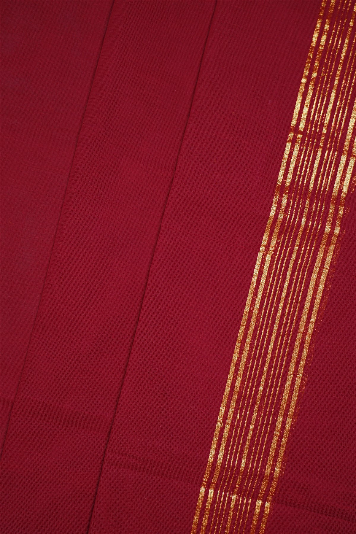 Cotton Brown Striped And Temple Border Dress Material