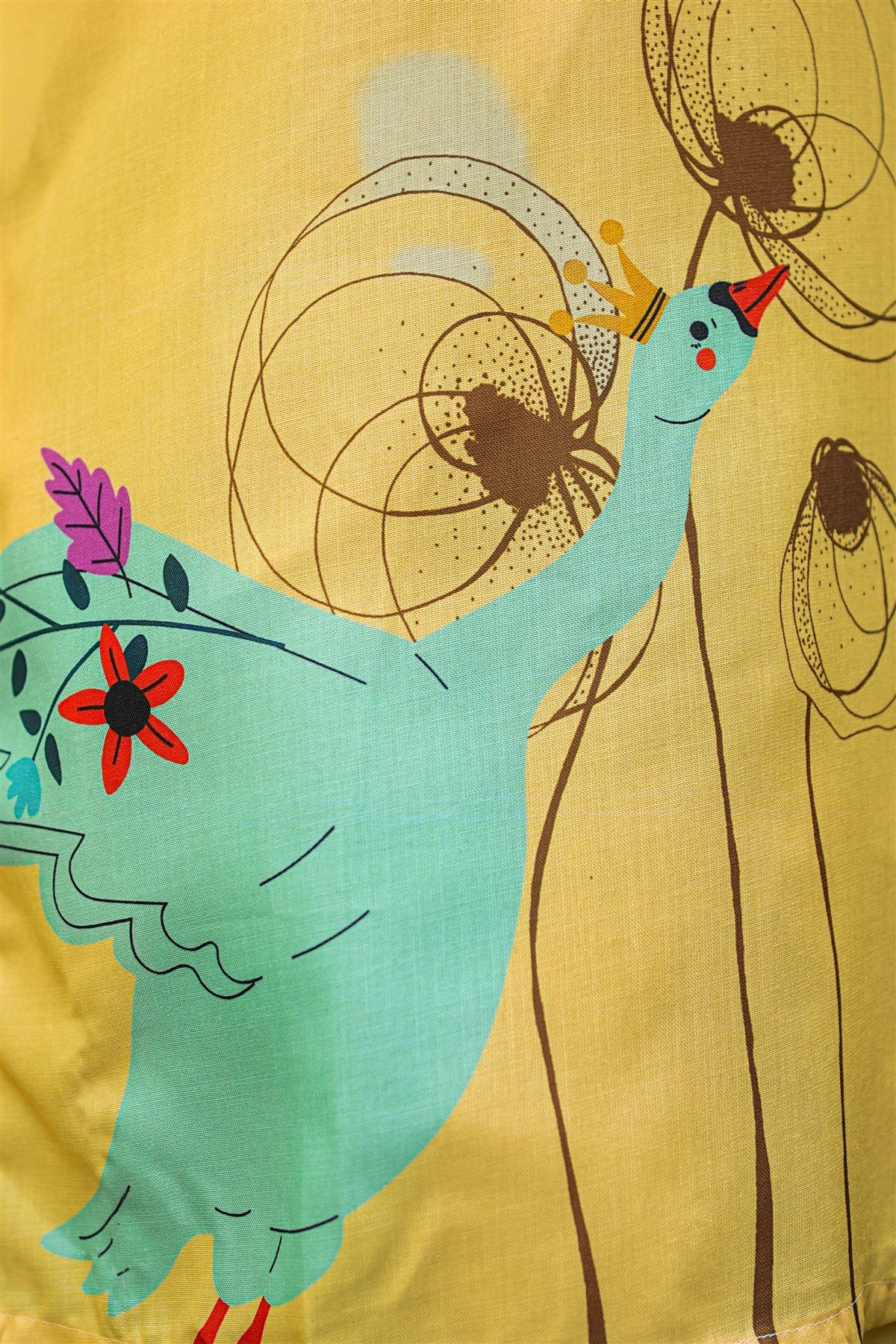 Rayon Twill Printed Yellow Kurti Set