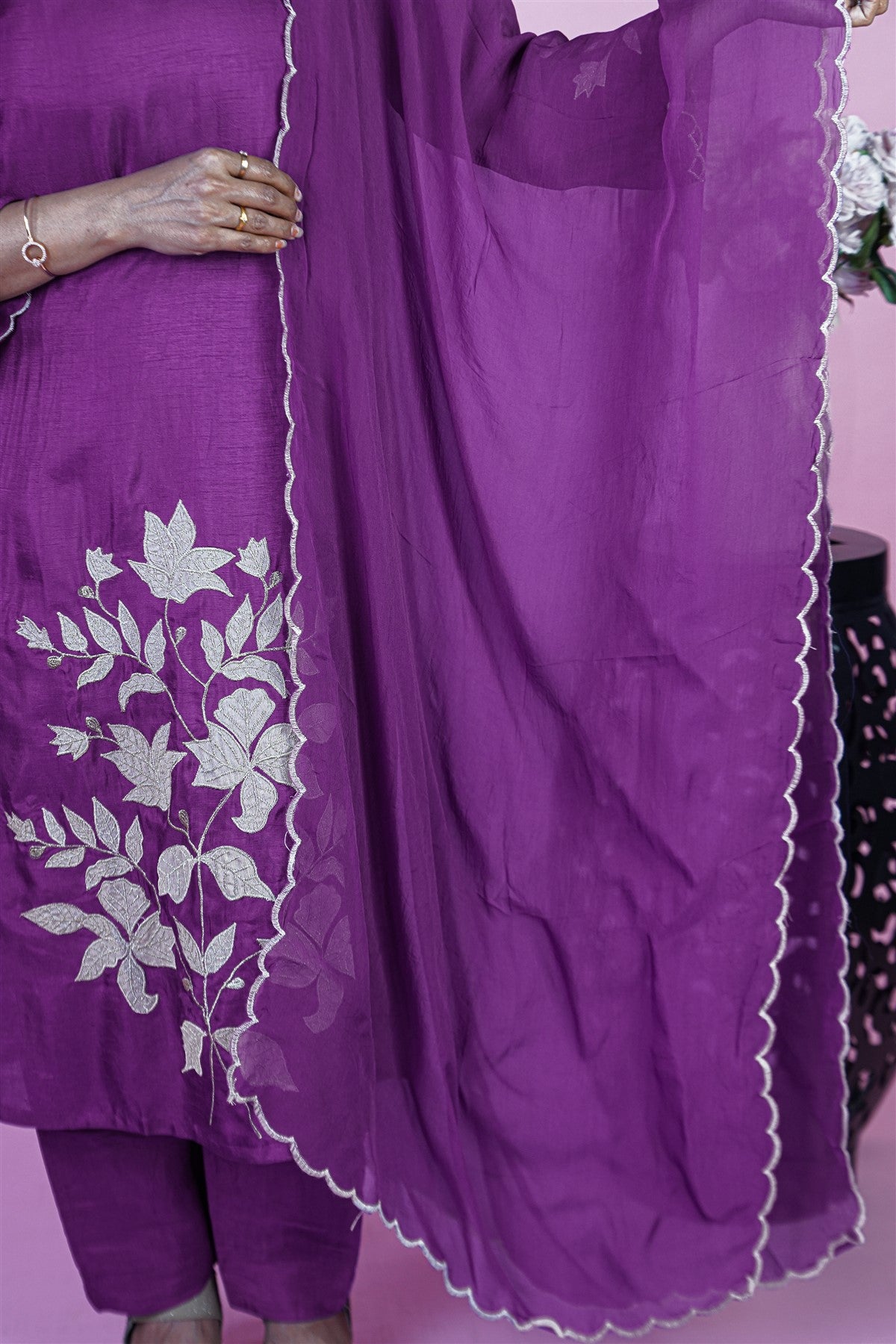 Silk Solid Violet Kurta