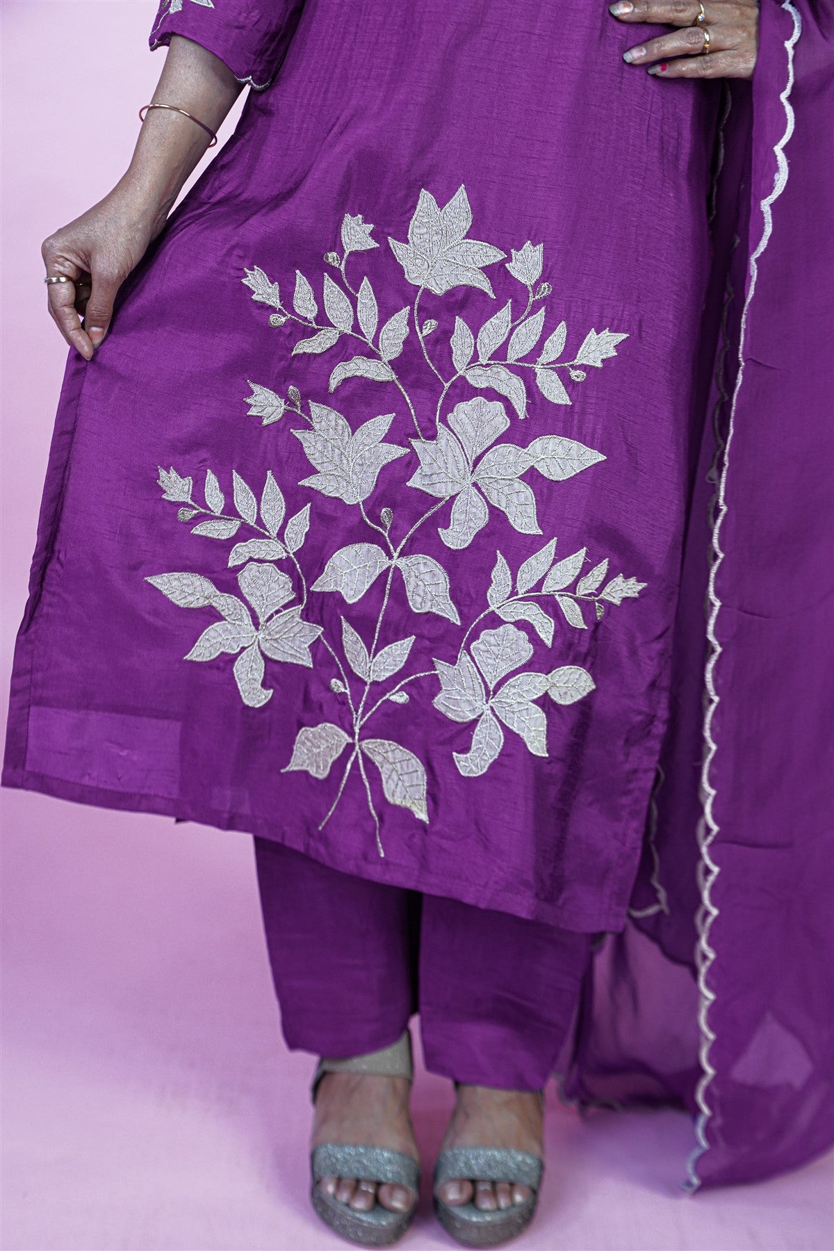Silk Solid Violet Kurta