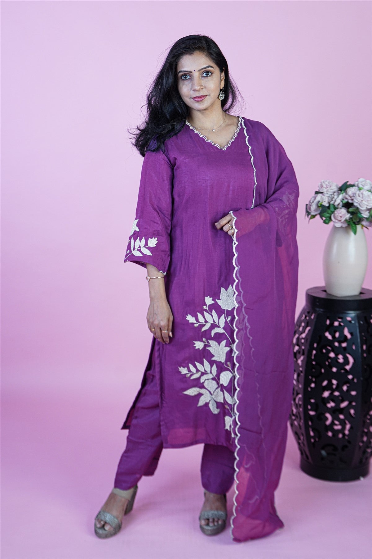 Silk Solid Violet Kurta