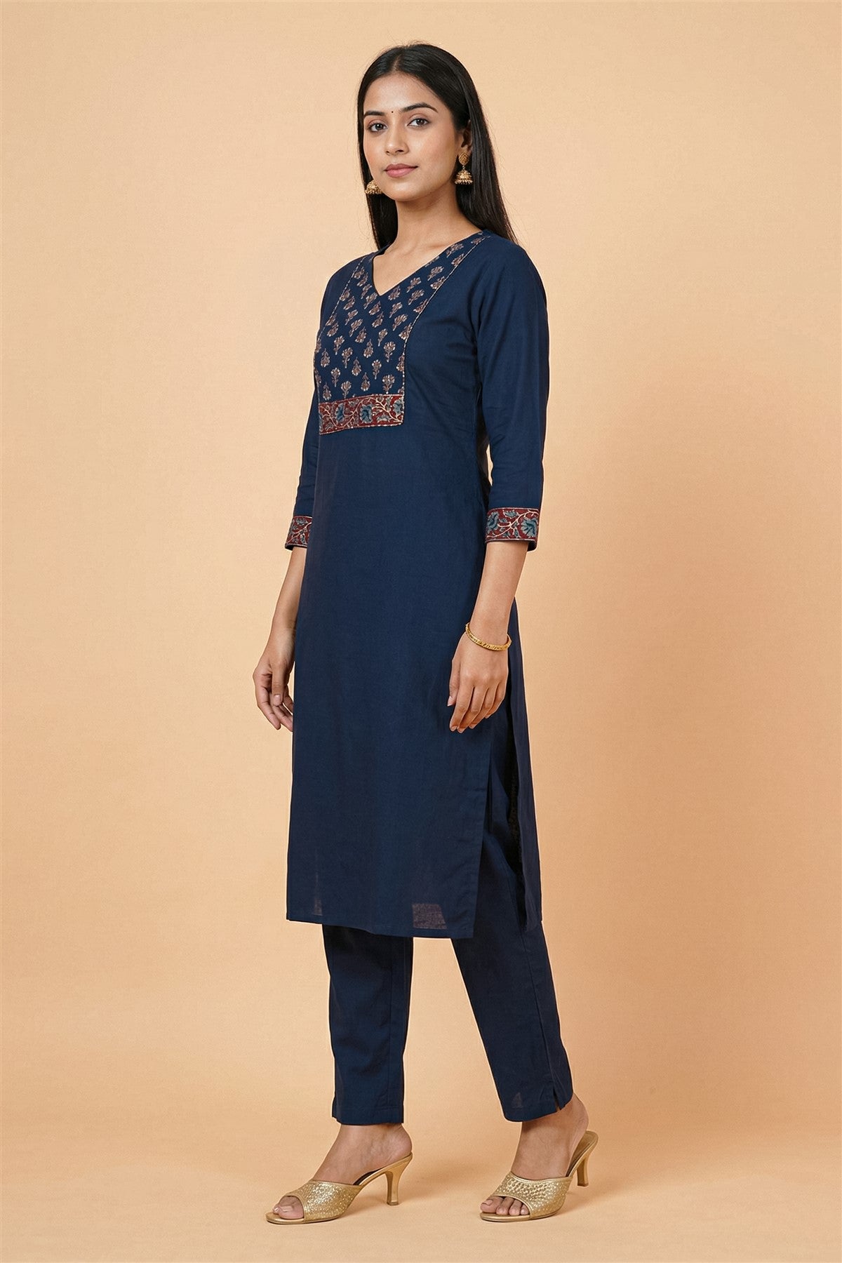 Cotton Printed Indigo Blue Kurti Set