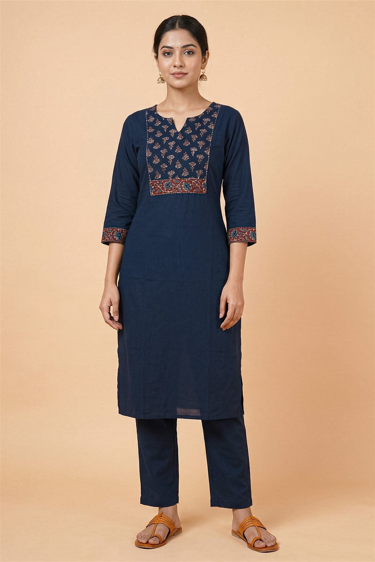 Cotton Printed Indigo Blue Kurti Set