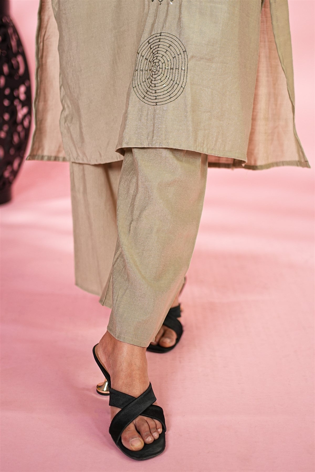 Silk Solid Sage Green Kurti Set