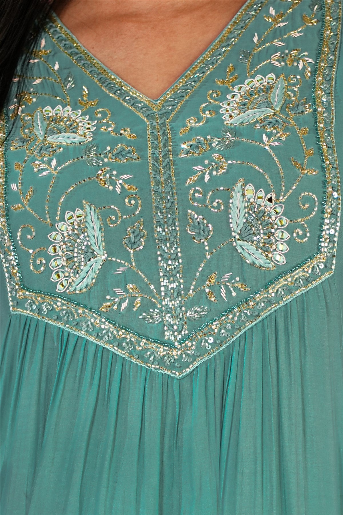 Fine Mul Chanderi Sea Green Kurti Set With Dupatta