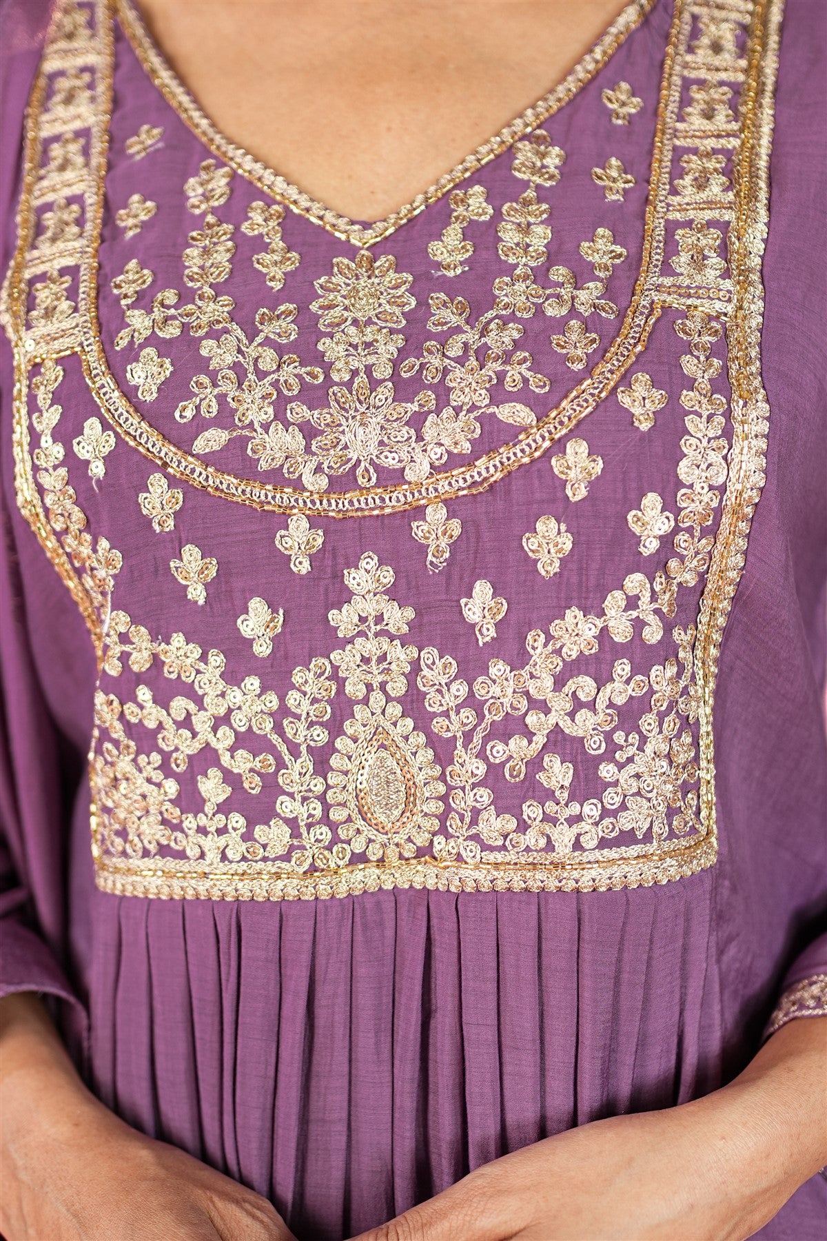 Mul Chanderi Solid Lavender Kurta