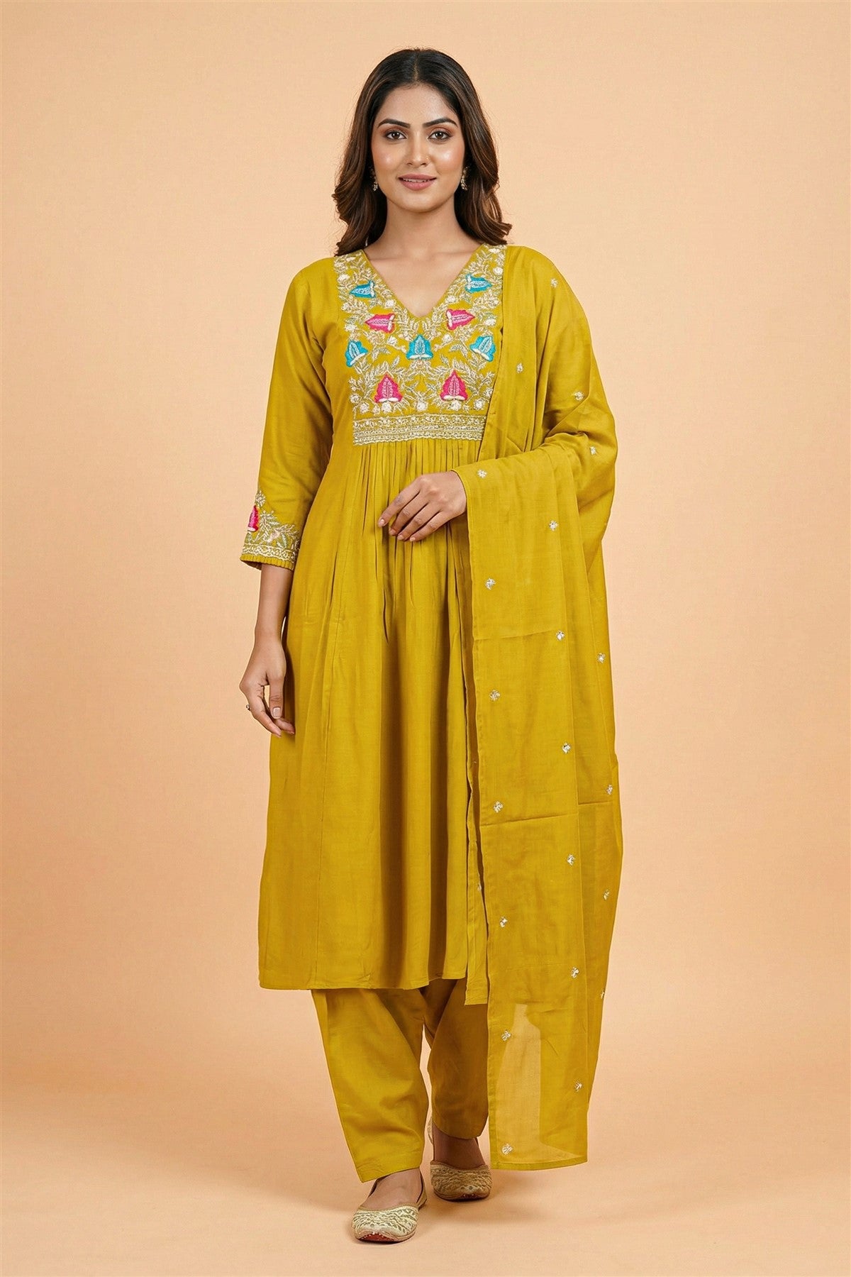 Mul Chanderi Solid  Dark Purple Kurta