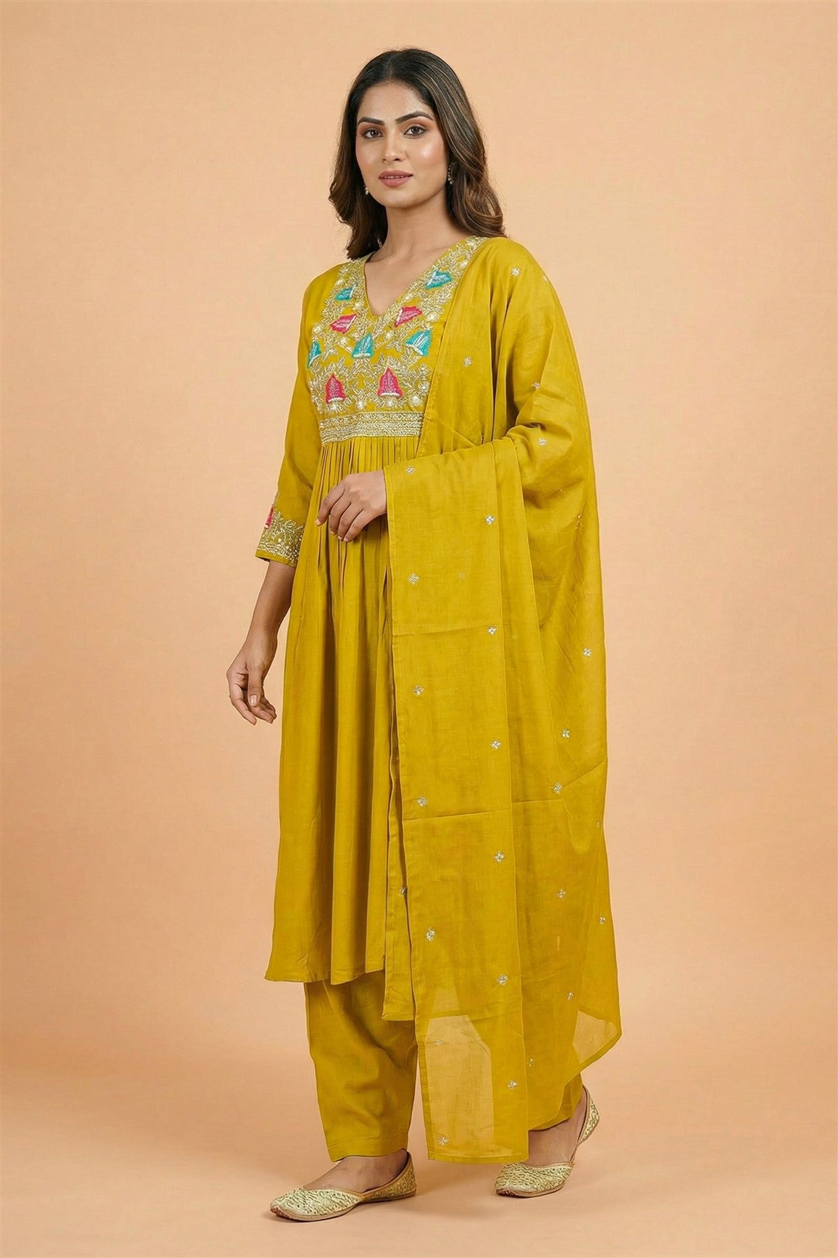 Mul Chanderi Solid  Dark Purple Kurta