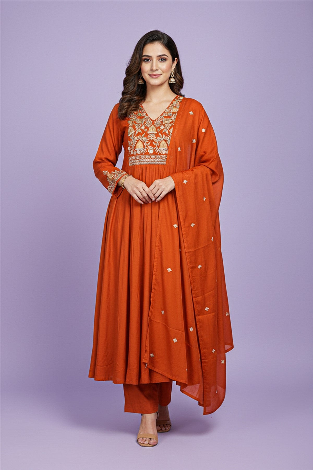 Mul Chanderi Solid  Dark Purple Kurta