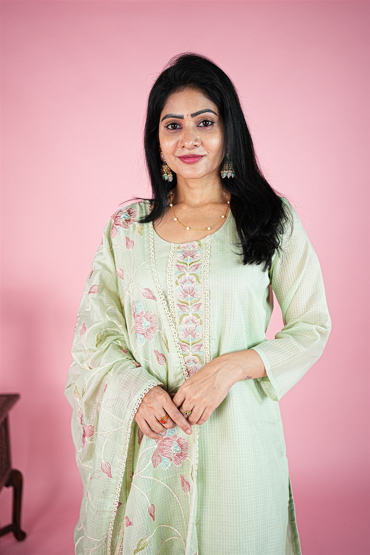 Kota Solid Light Green Kurti Set With Dupatta