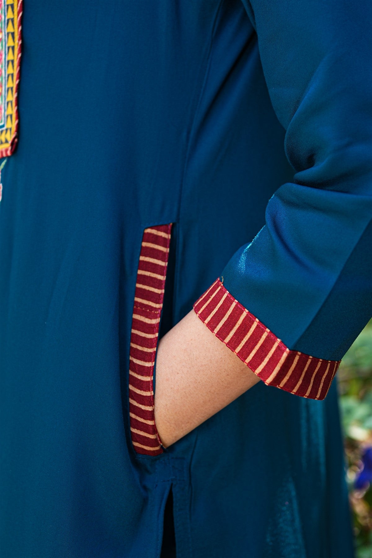 Matka Silk Solid Teal Blue Kurti Set With Dupatta