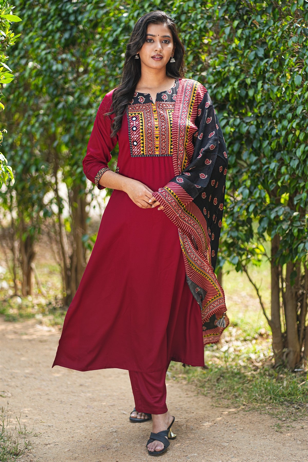 Matka Silk Red Kurta