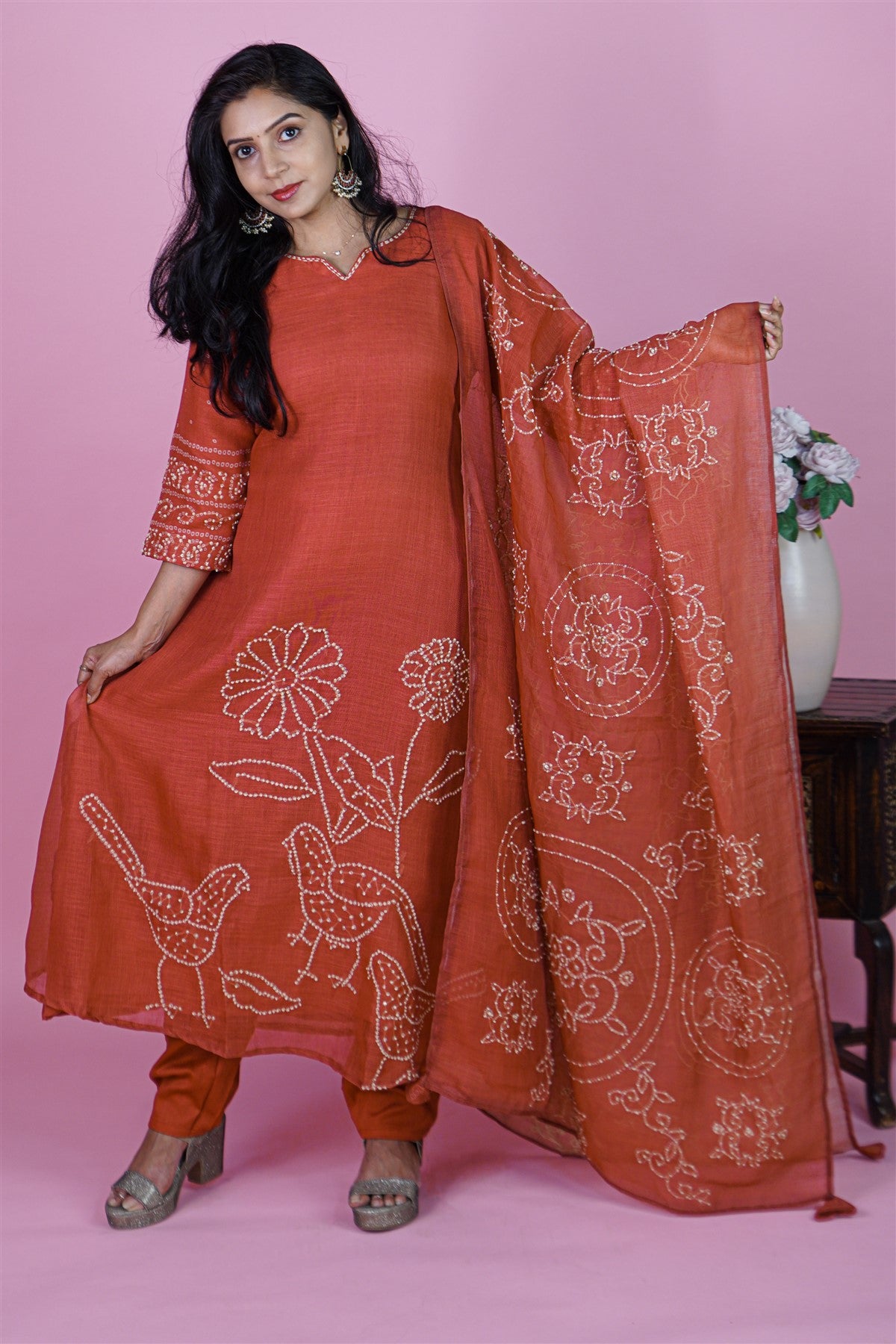 Lenin Solid Rust Kurta