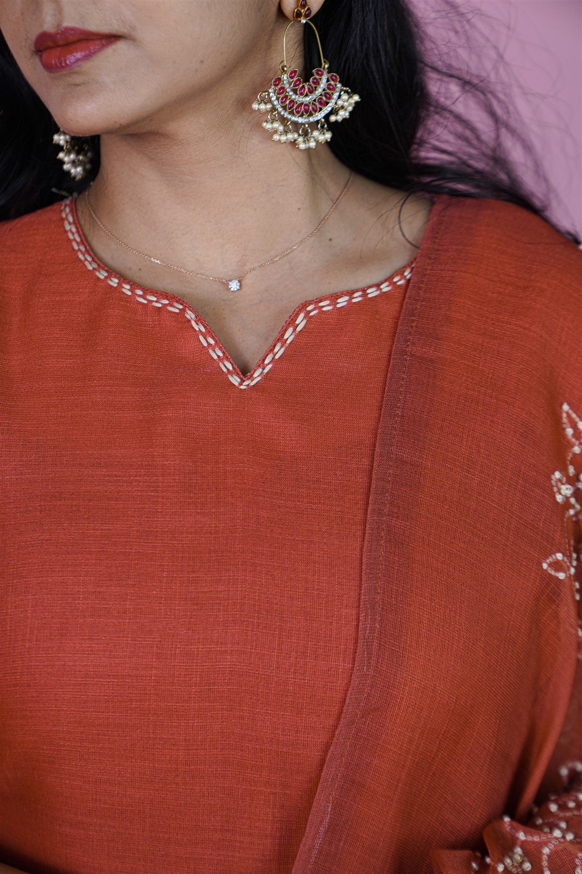 Lenin Solid Rust Kurta