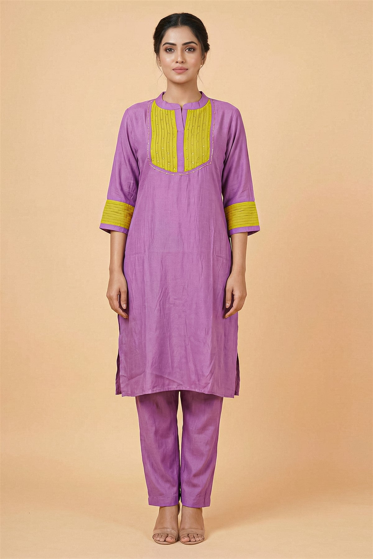 Rich Silk Dark Brown Kurti Set