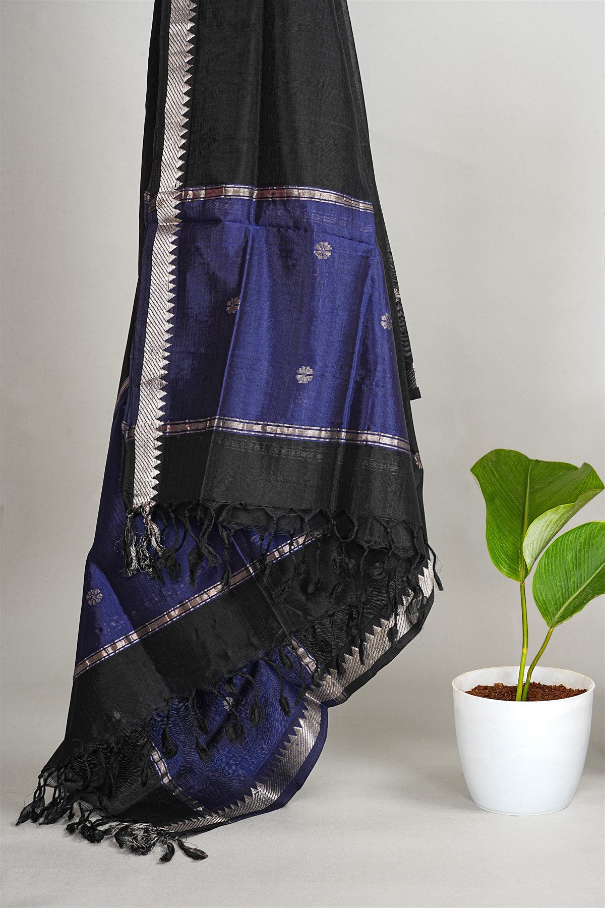 Sico Blue And Black Embroidered Dress Material