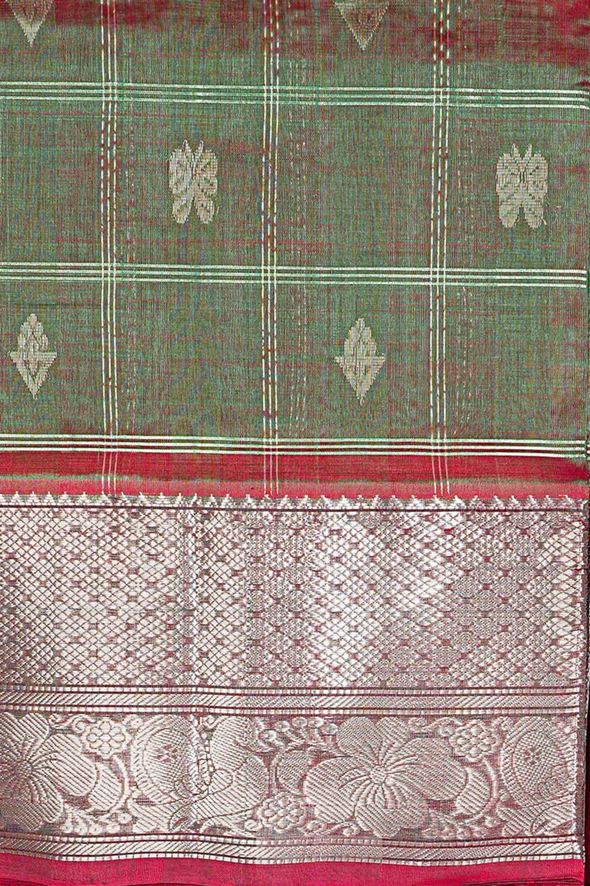 Sico Green Zari Border Dress Material