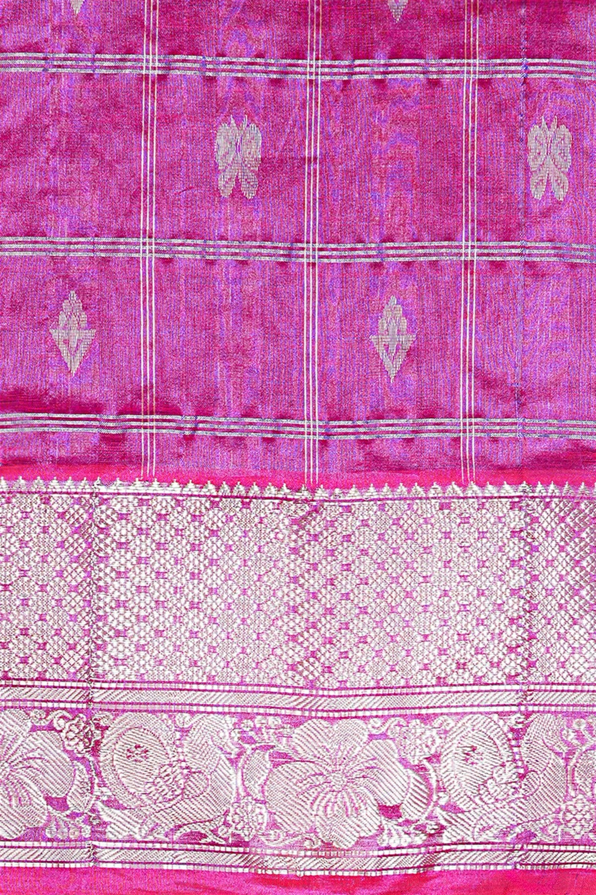 Sico Magenta Zari Border Dress Material