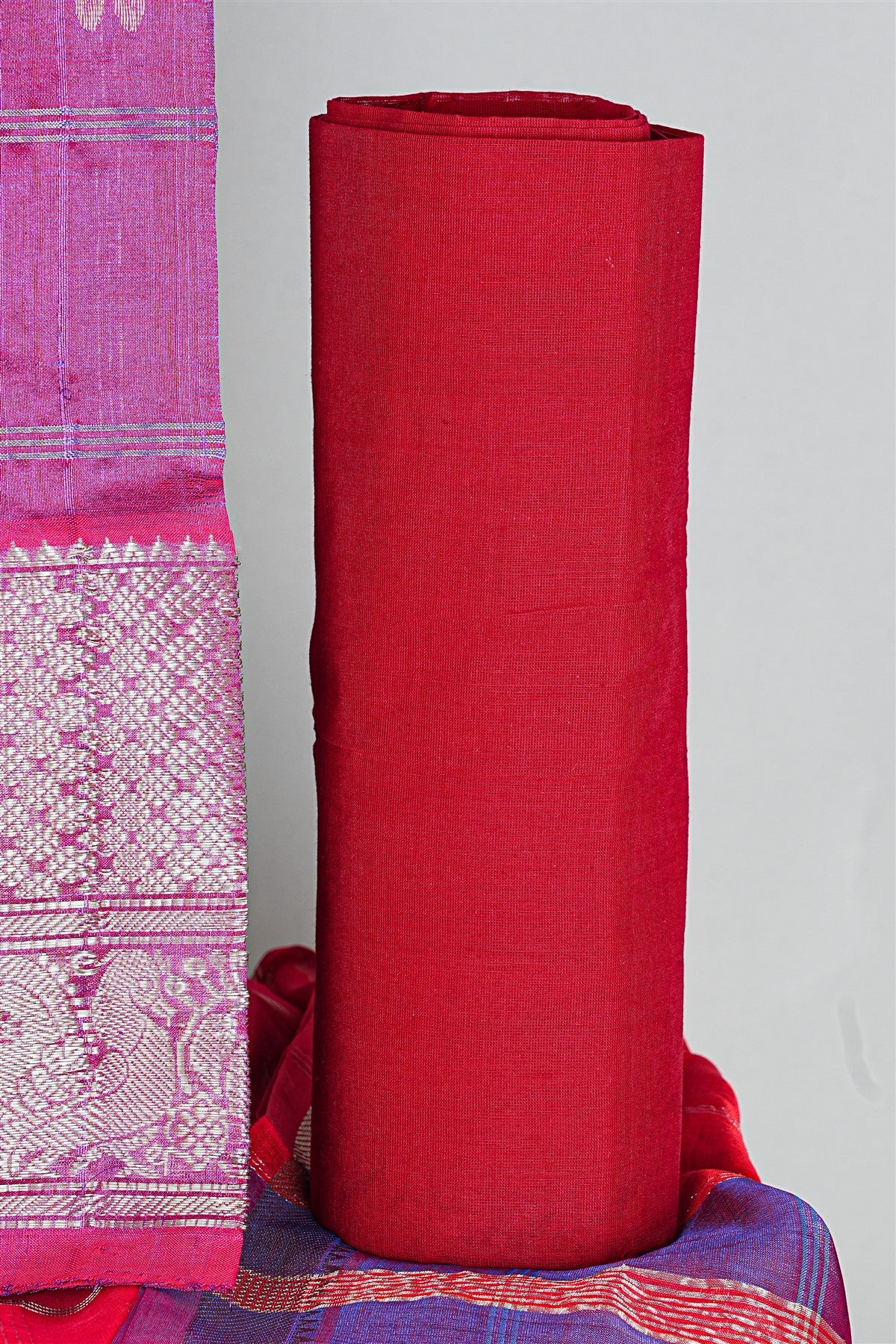 Sico Magenta Zari Border Dress Material