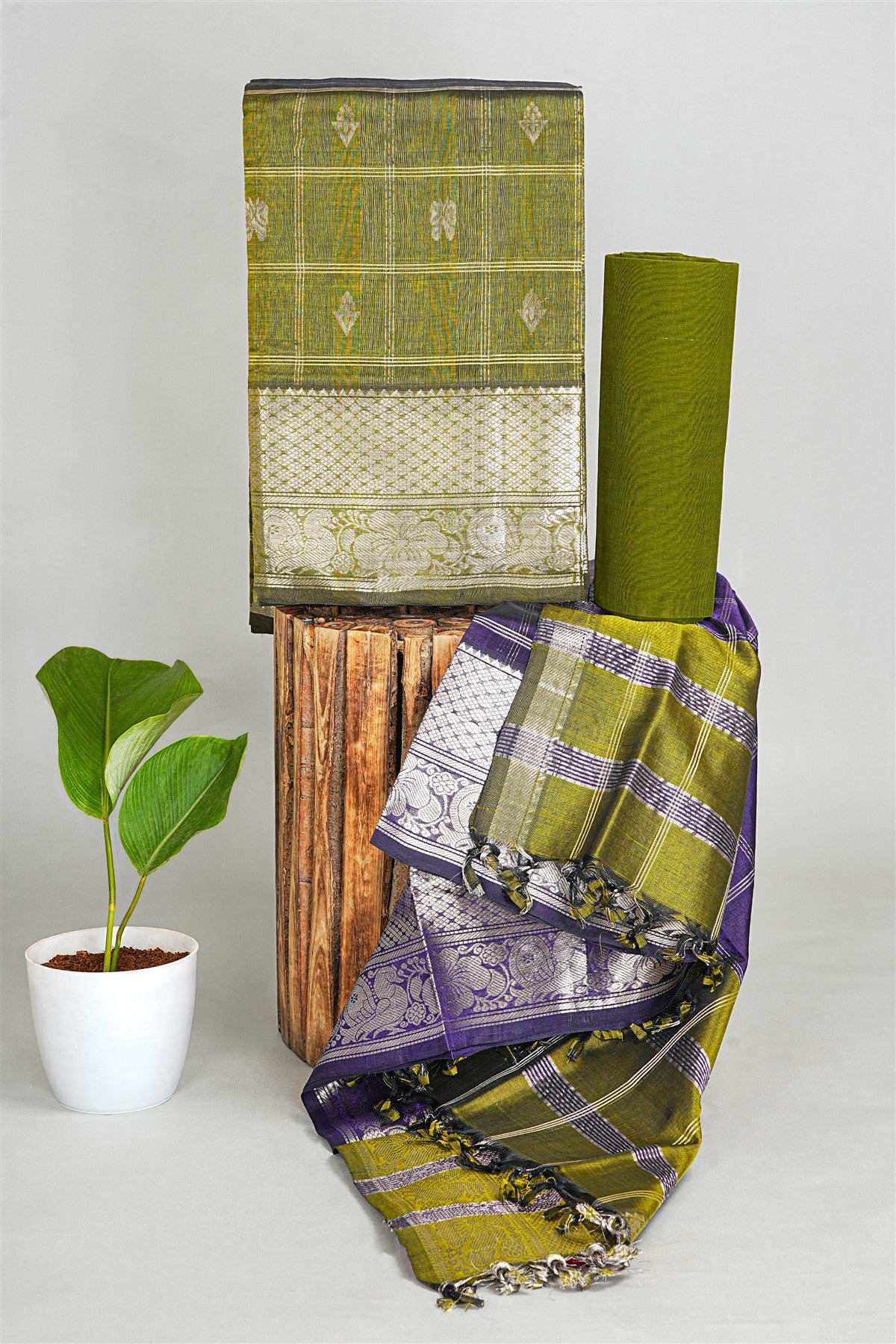 Sico Mehendi Green Checks Dress Material