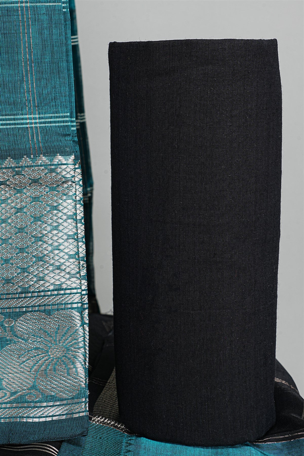 Sico Teal Zari Border Dress Material