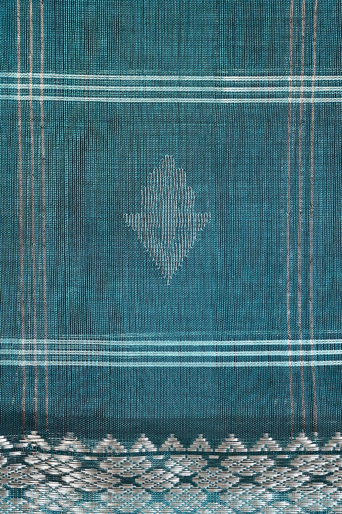 Sico Teal Zari Border Dress Material