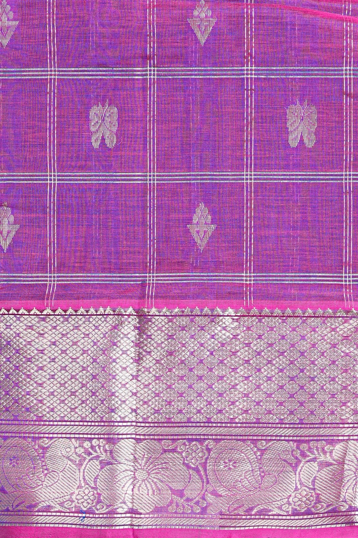 Sico Purple Woven Zari Check Dress Material