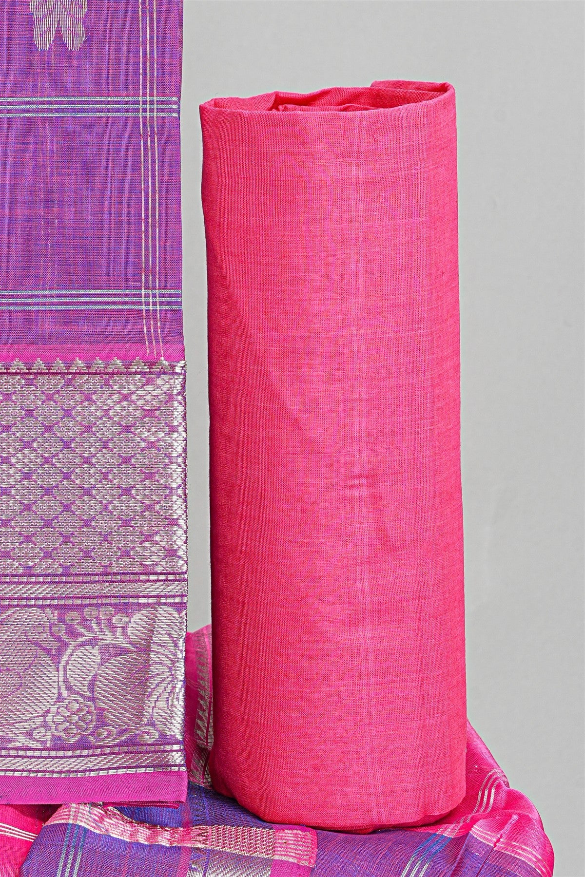 Sico Purple Woven Zari Check Dress Material