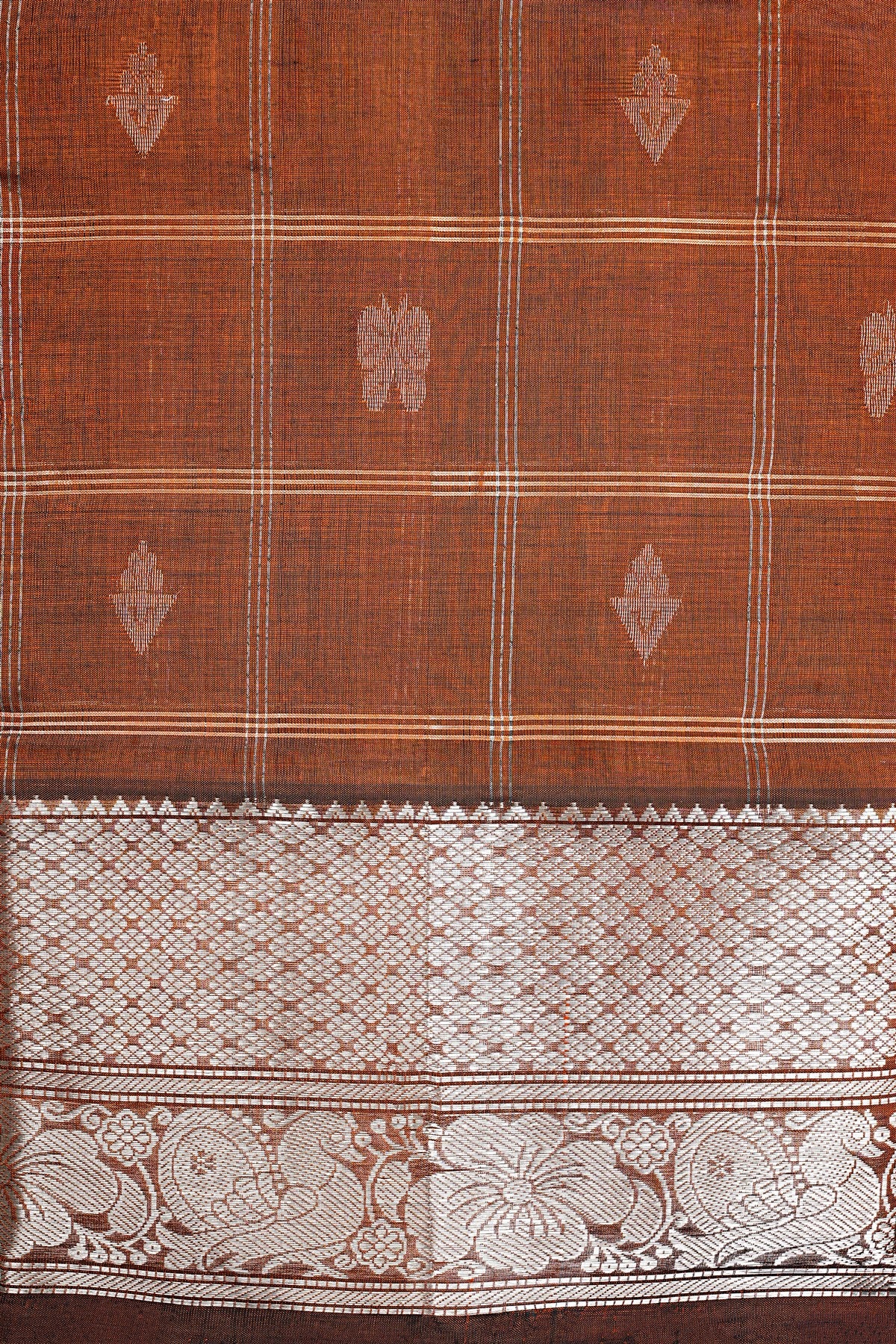 Sico Brown Zari Border Dress Material