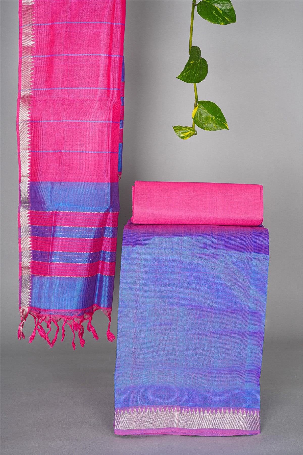 Sico Blue Zari Border Dress Material