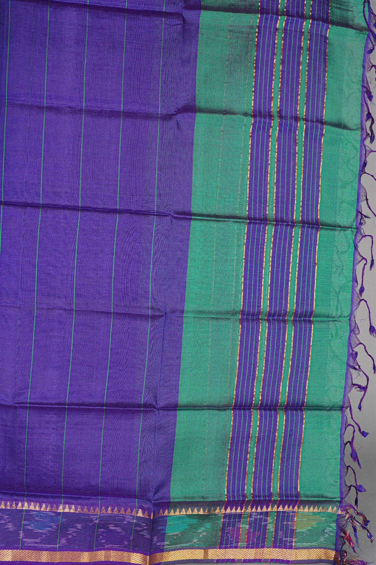 Sico Dark Green Ikat Border Dress Material
