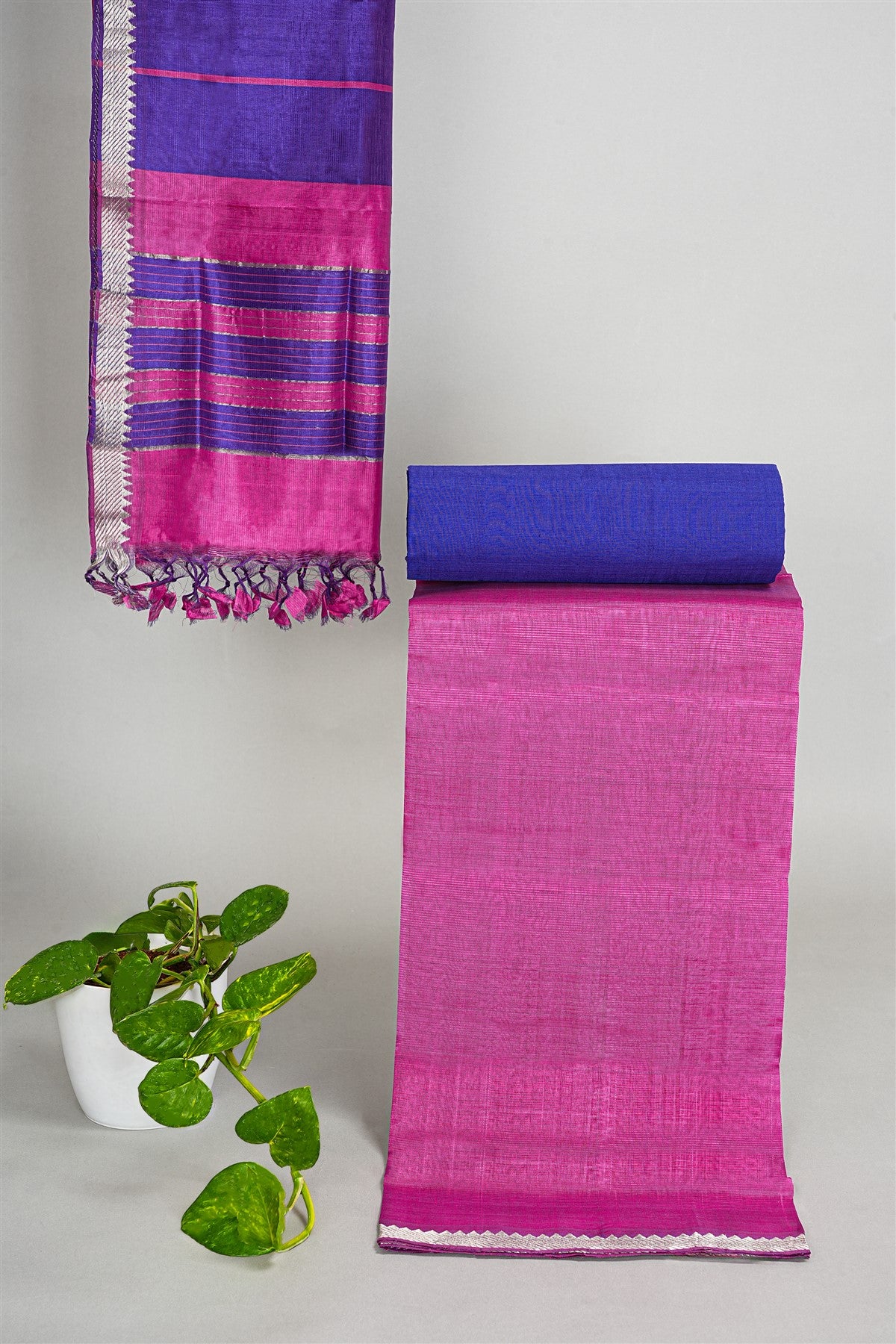 Sico Magenta And Purple Solid Dress Material