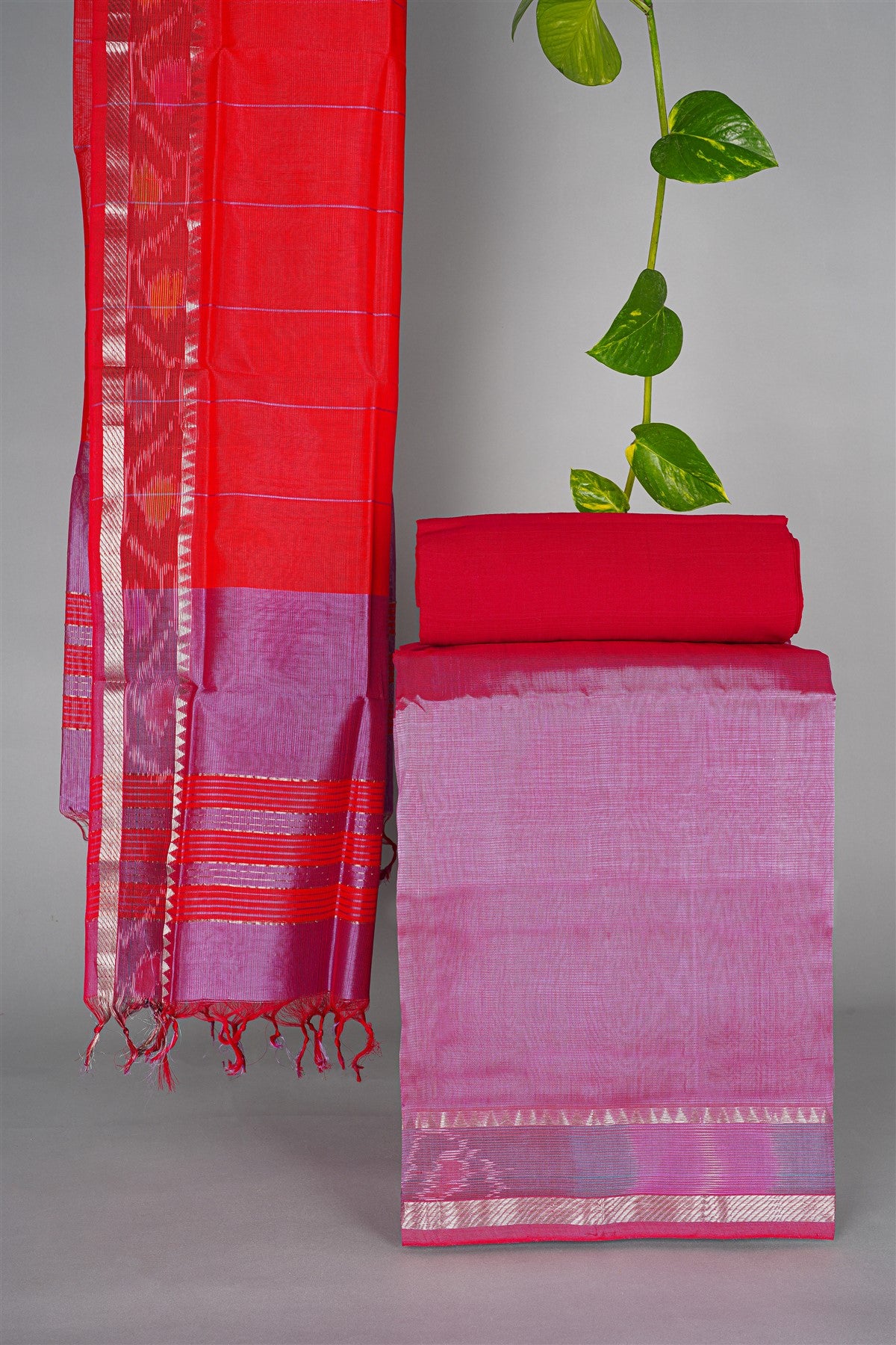 Sico Lavender Ikat Border Dress Material