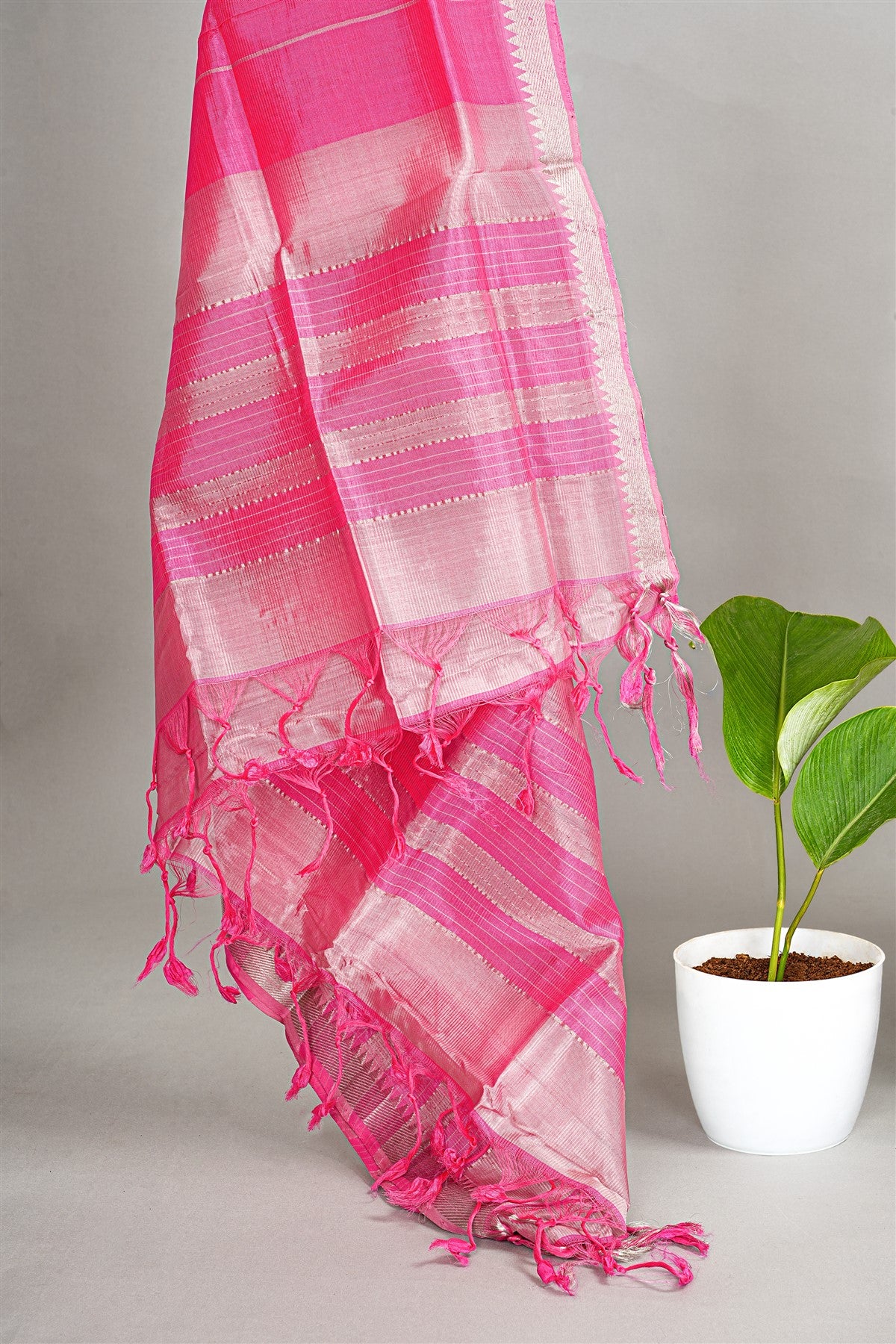Sico Pink Solid Zari Border Dress Material