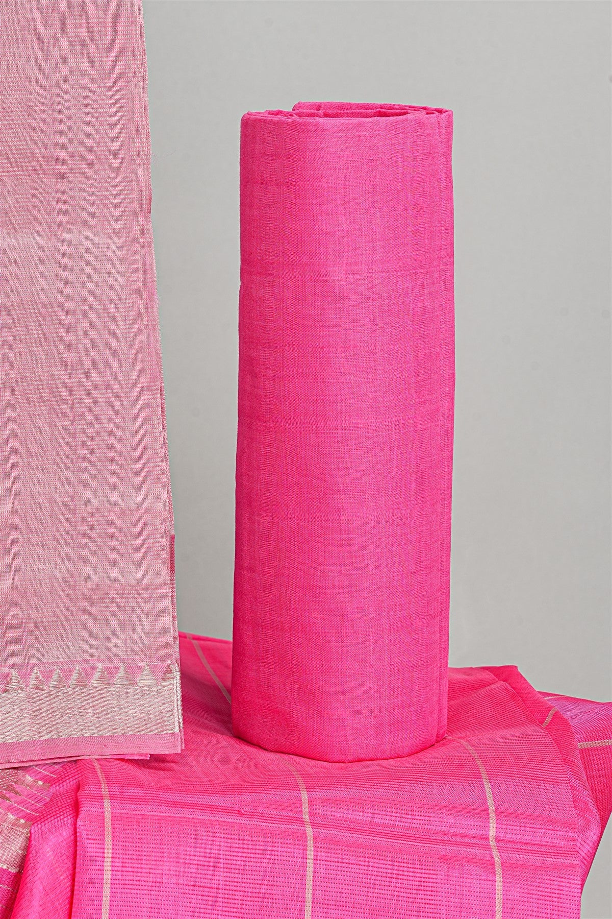 Sico Pink Solid Zari Border Dress Material