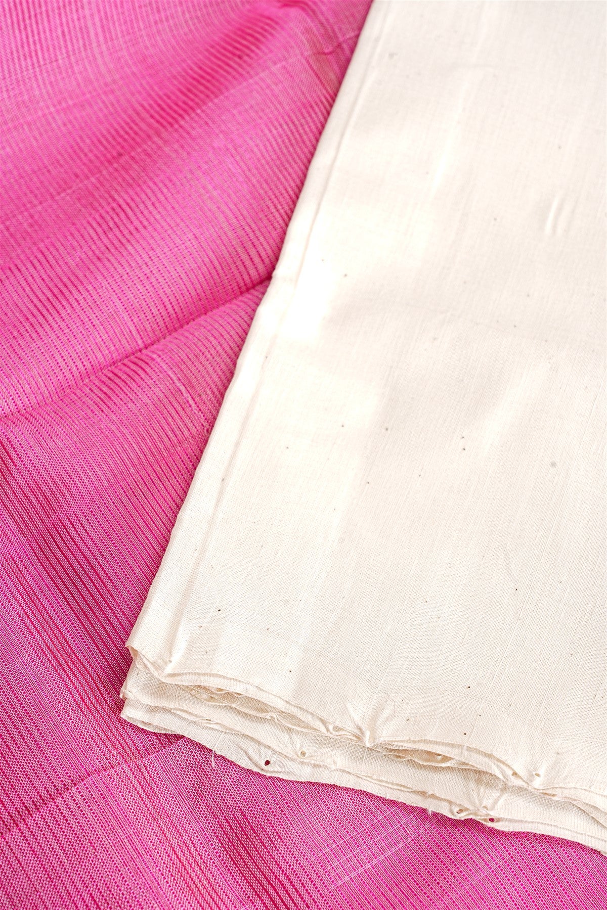 Sico Pink And White Solid Dress Material