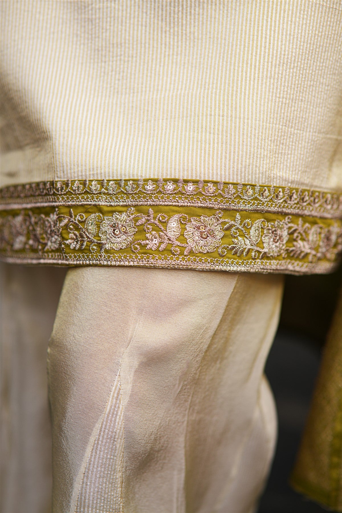 Shimmer Cream And Pink V Neck Sharara Suit