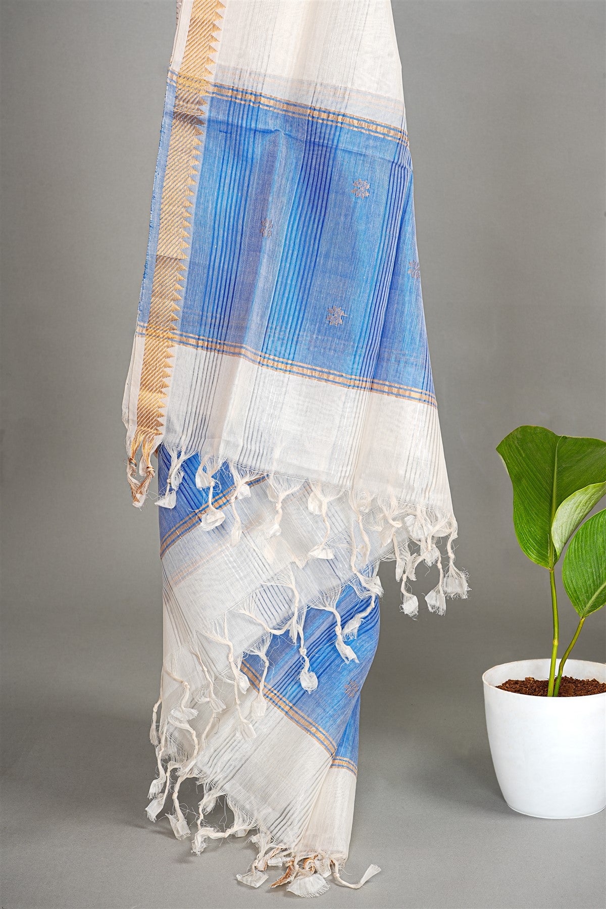 Sico Blue Woven Border Dress Material