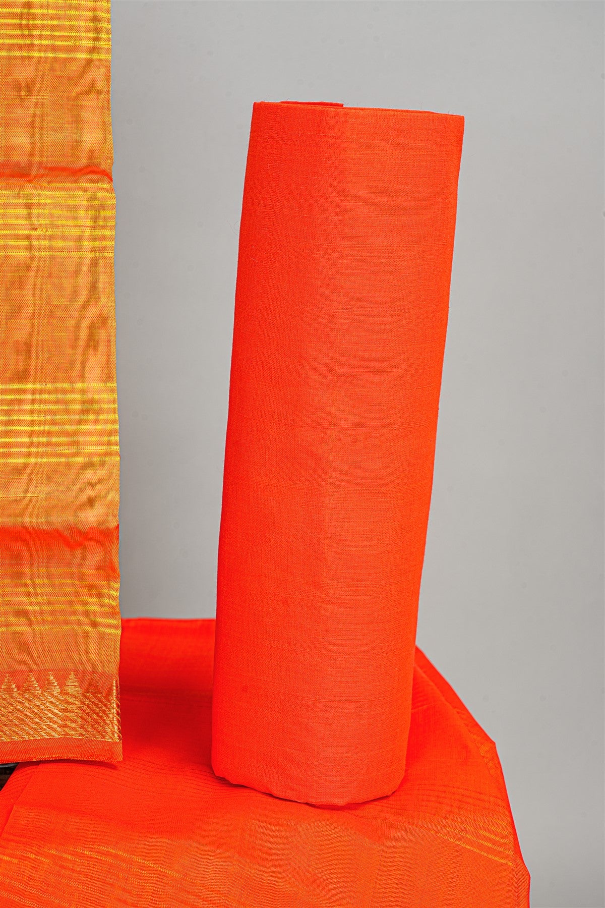 Sico Orange Zari Border Dress Material