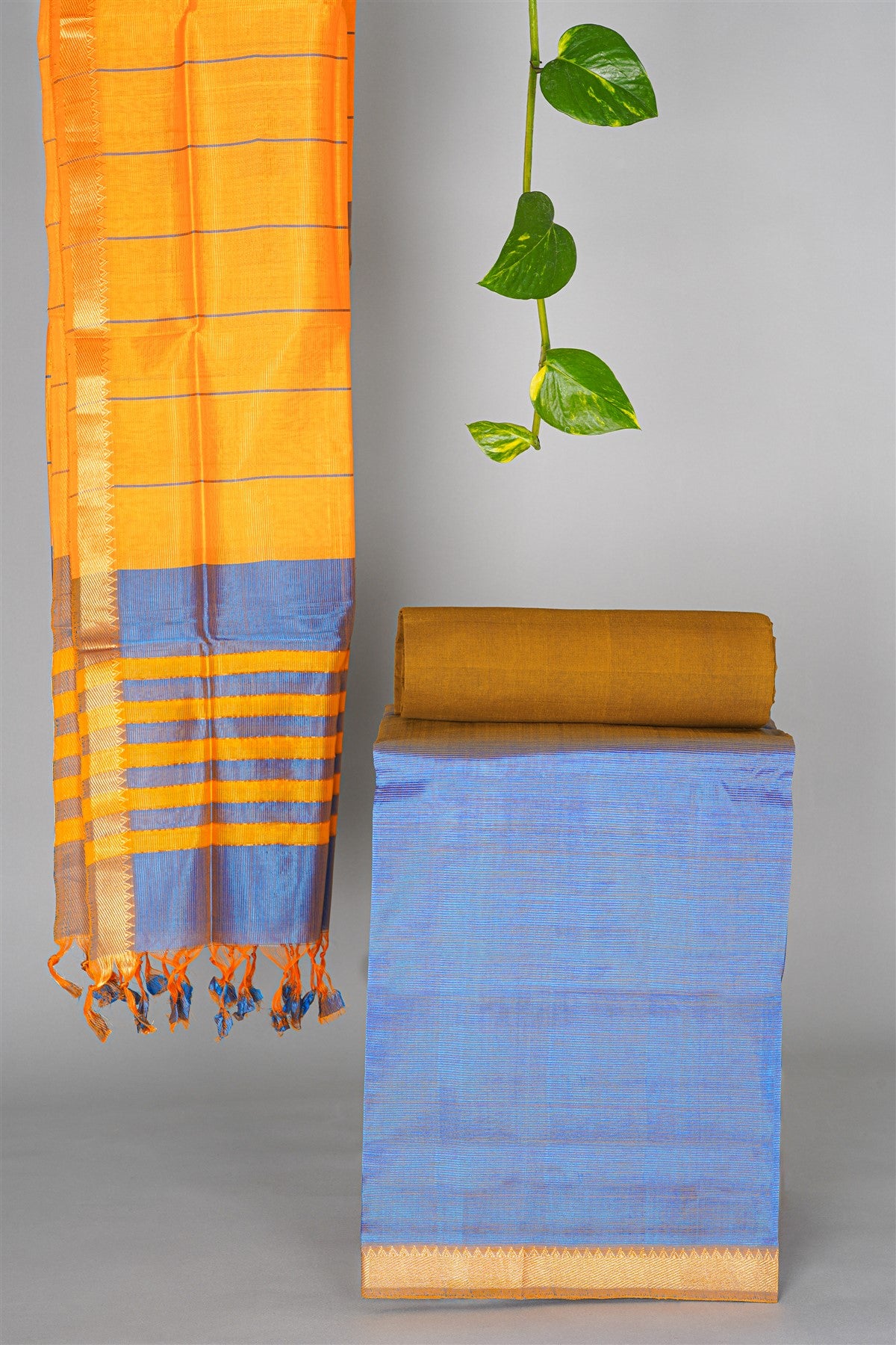 Sico Blue Zari Border Dress Material