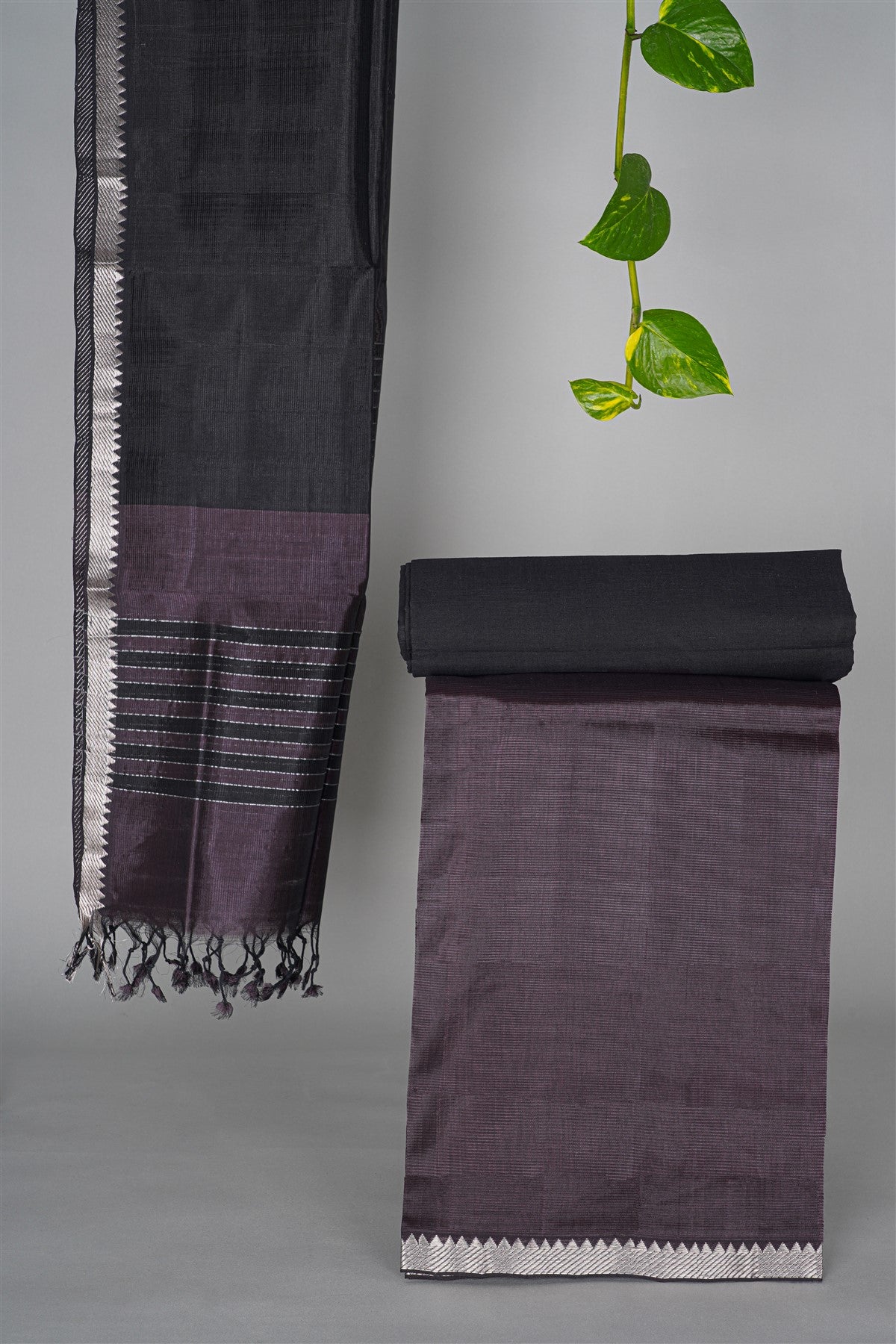 Sico Brown Zari Border Dress Material
