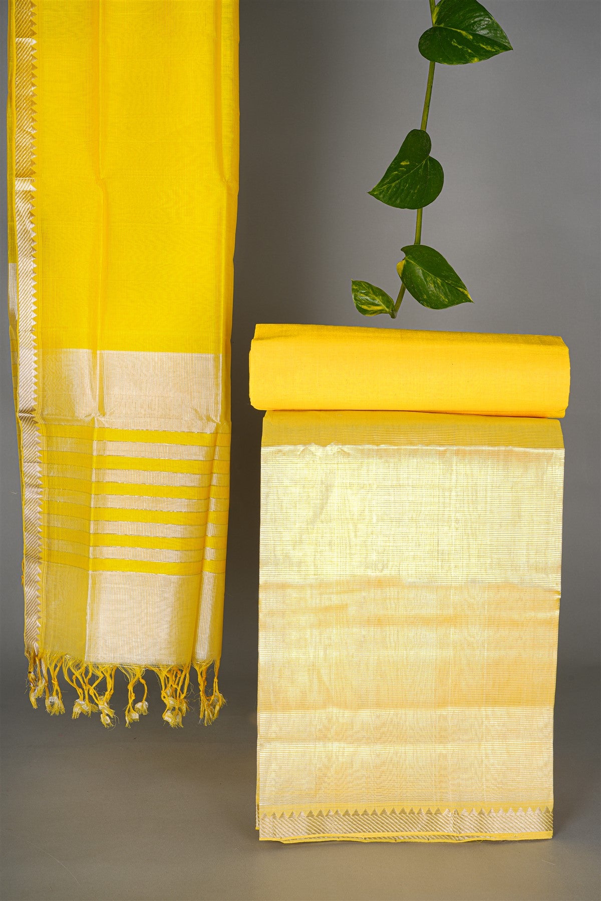 Sico Lemon Yellow Zari Border Dress Material