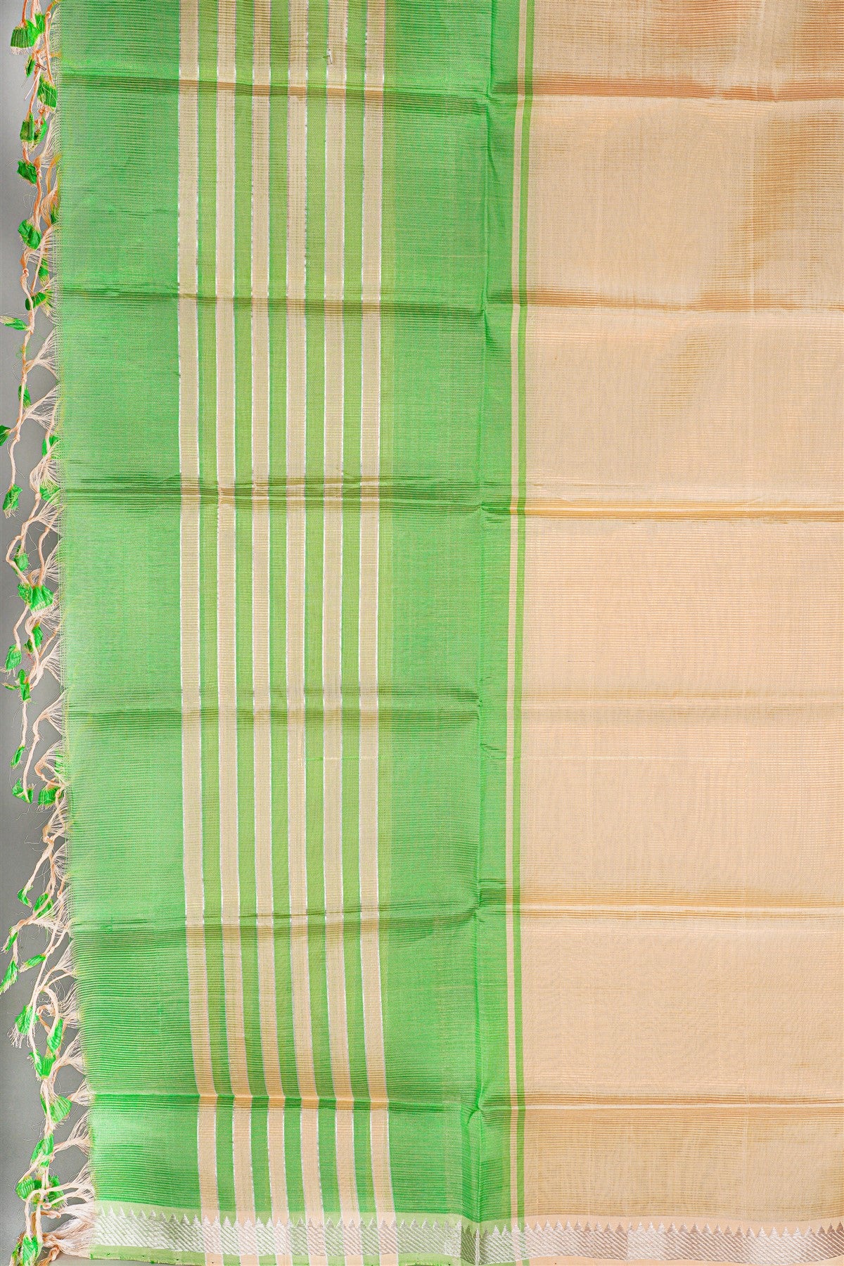 Sico Parrot Green Zari Border Dress Material