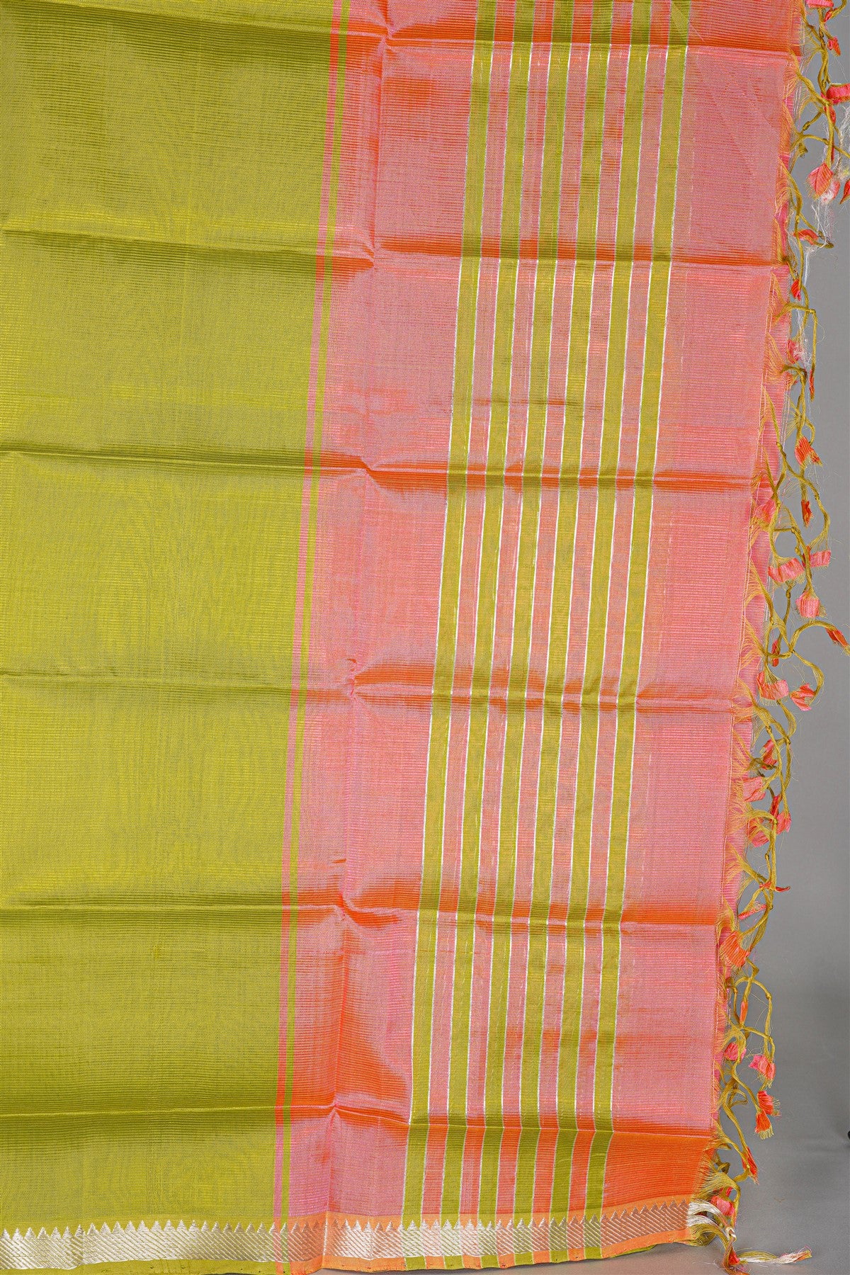 Sico Peach Zari Border Dress Material
