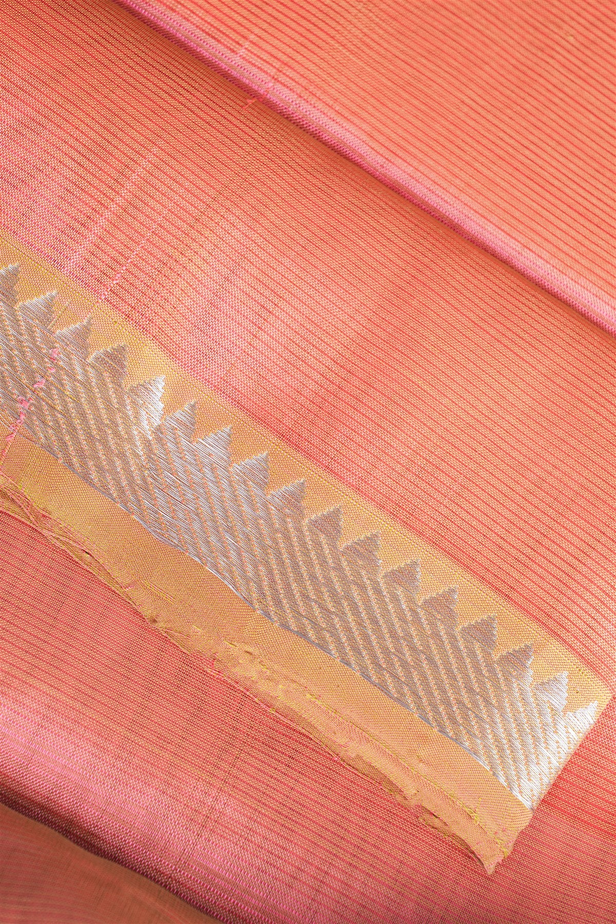 Sico Peach Zari Border Dress Material