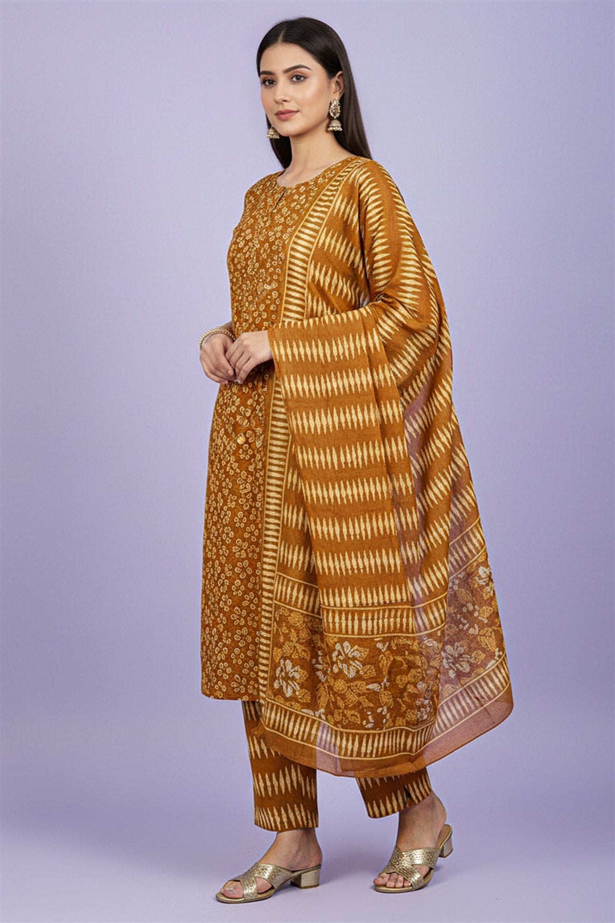 Cotton Printed Honey Kurti Set With Dupatta