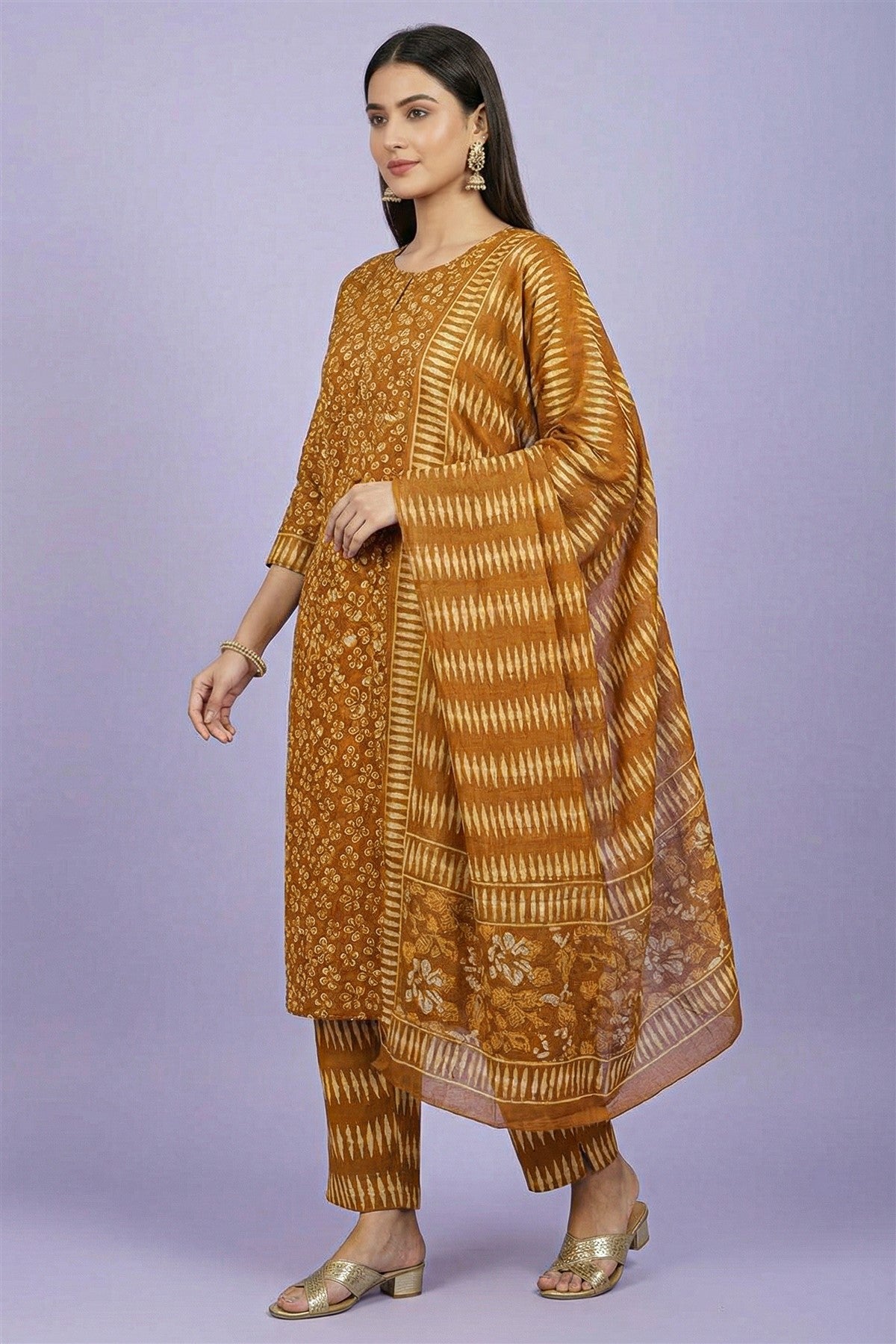 Cotton Printed Honey Kurti Set With Dupatta