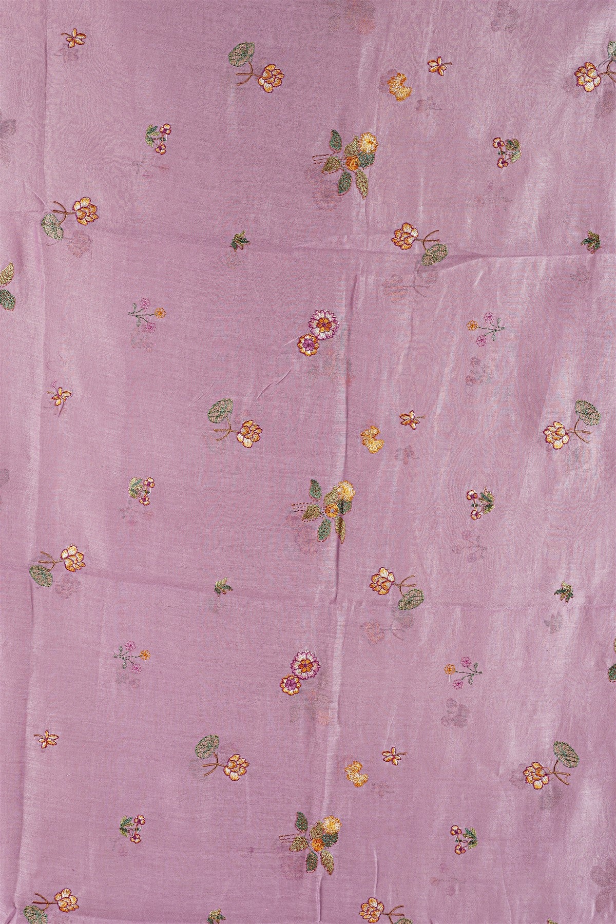 Chanderi Lavender Embroidered Dress Material