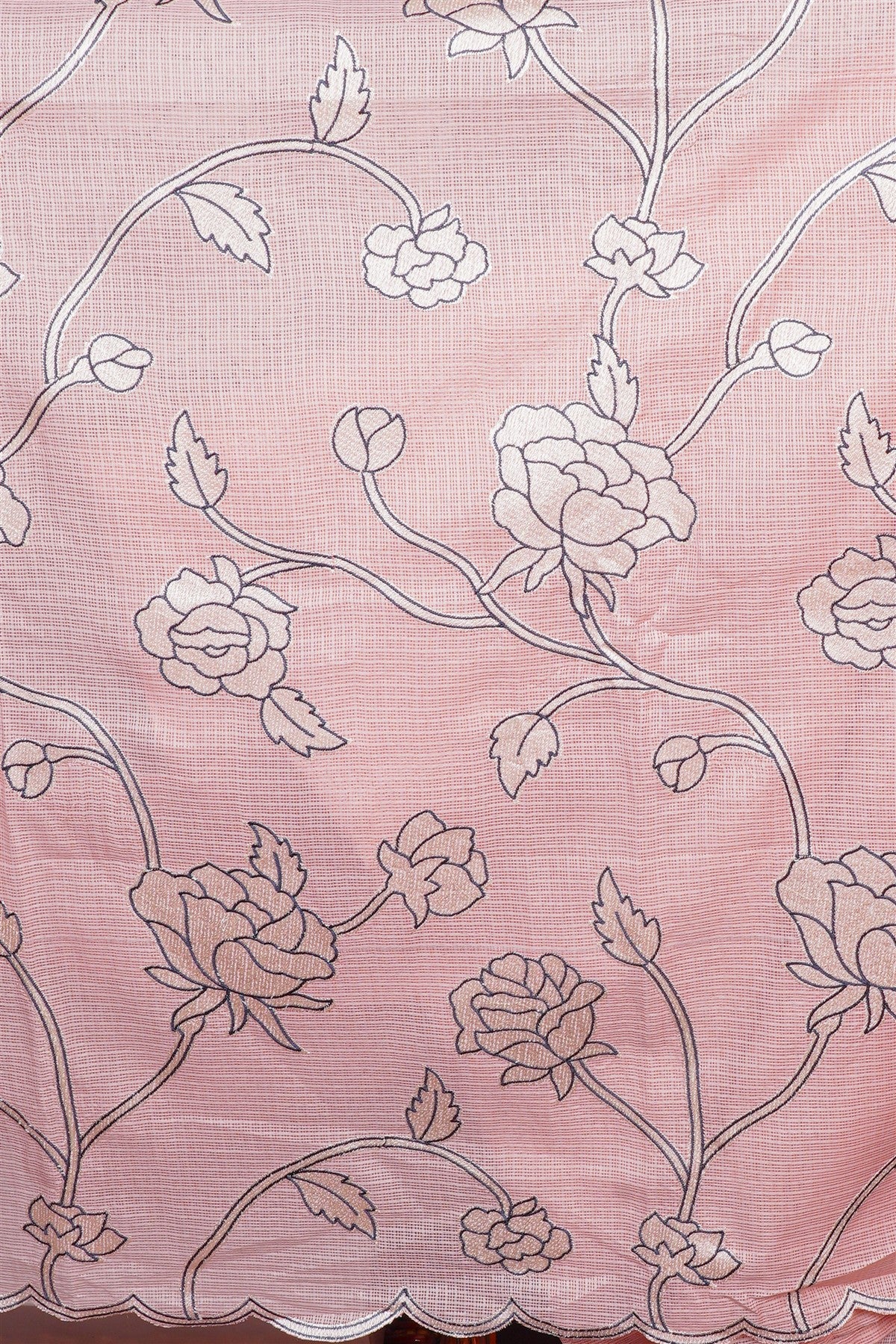 Kota Peach Floral Embroidered Dress Material