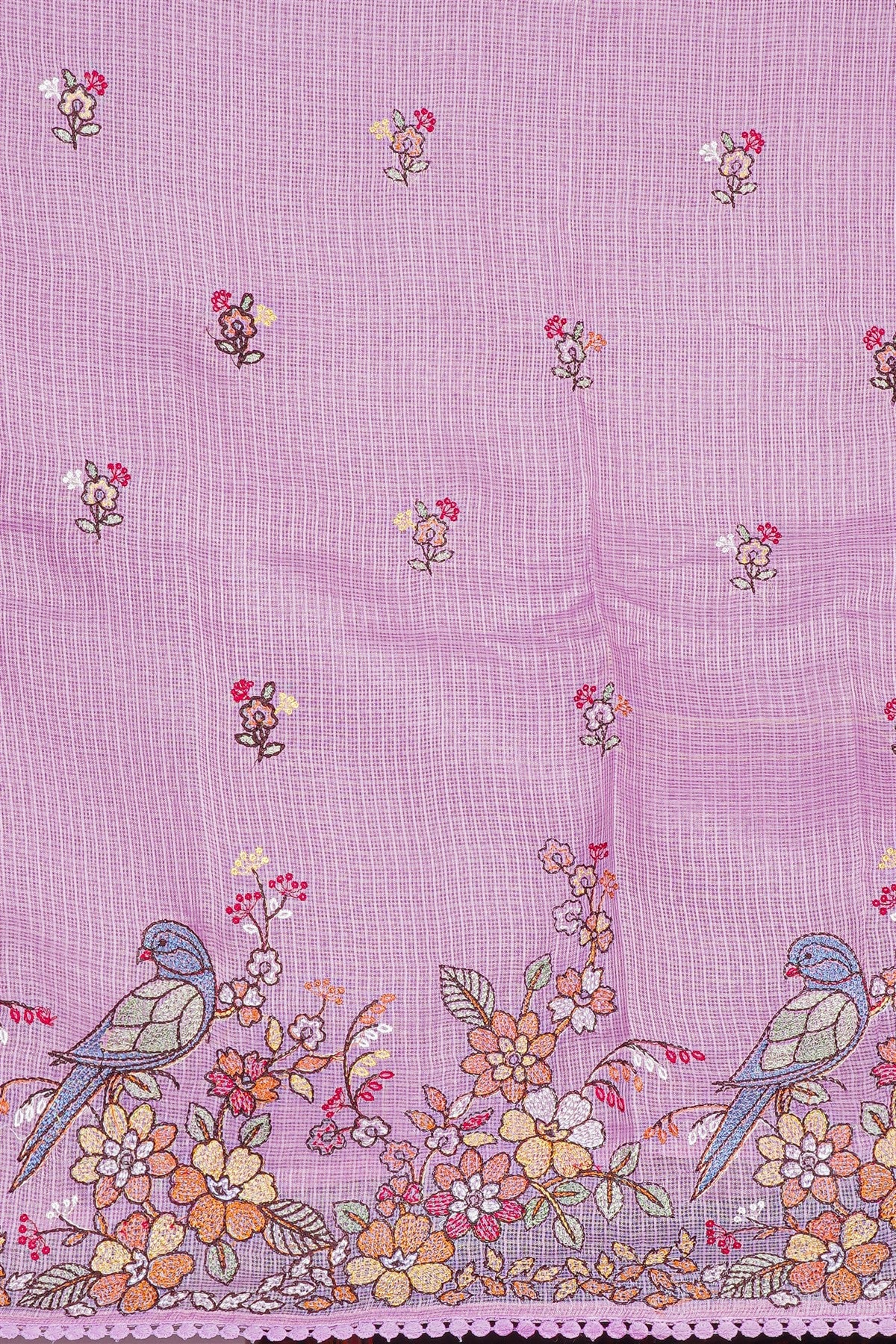 Kota Light Blue Floral Embroidered Dress Material